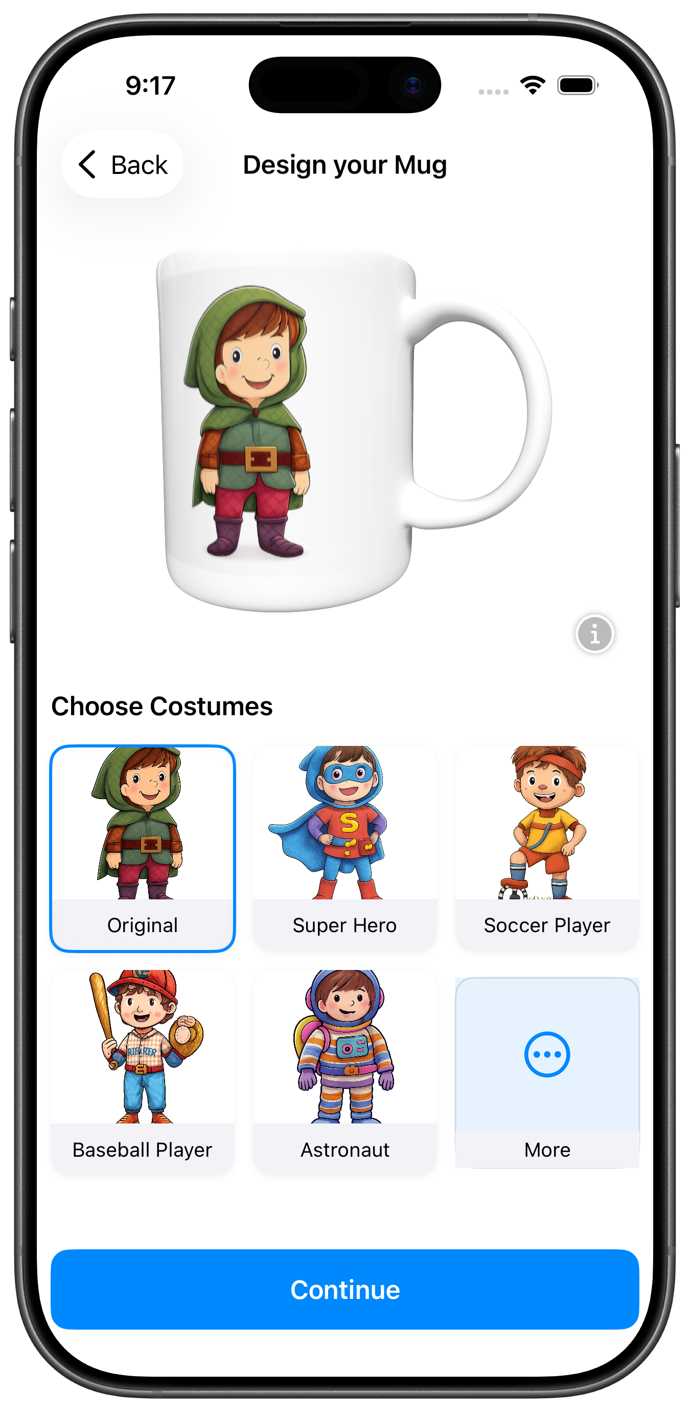 Screenshot of choosing a cartoon style in KaiOat